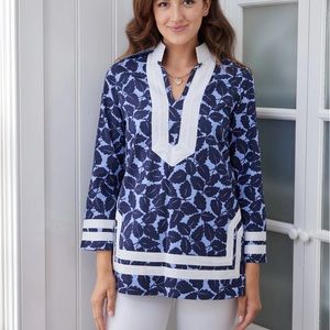 NWT Sail To Sable Autumn Leaf Print Long Sleeve Classic Tunic Top, L